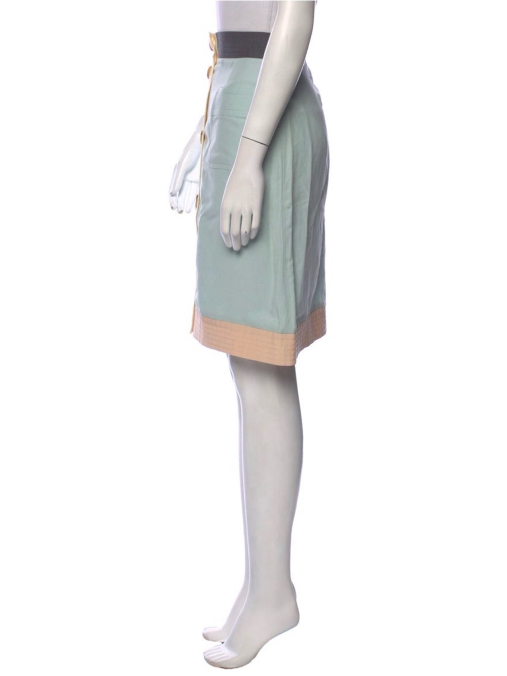 M by Missoni Colorblock A-Line knee-length silk lineSkirt in Mint, Cream, Peach - Picture 2 of 3